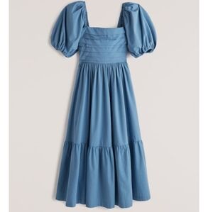 Abercrombie & Fitch Poplin Puff Sleeve Midi dress